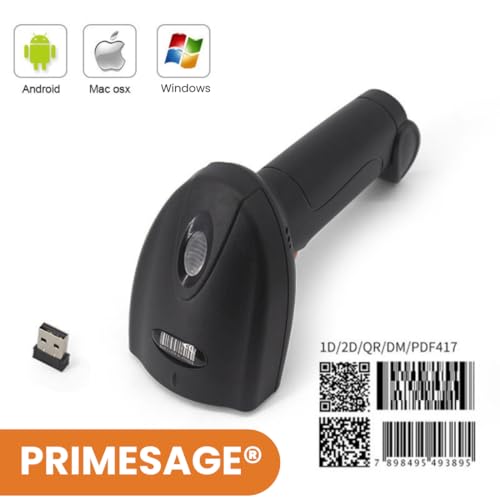 Image of PRIMESAGE Wireless Barcode Scanner, 1D & 2D QR Code Scanner Machine, USB Barcode Scanner for Warehouse, Inventory Management, Retail POS, Logistics, Manufacturing, Commercial Industrial Applications