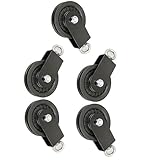 Juego de 5 poleas de 90 mm (giratorias 360°) – con aro de acero y ojal para una fijación óptima a un gancho, mosquetón o trabilla
