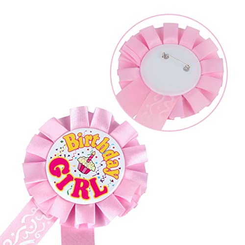 Satin Fabric Birthday Girl Tinplate Badge Pins, Kids Birthday Rosette - Birthday Badges - Party Birthday Pins for Toddler, Birthday Girl Pin, Brooch Buttons for Girl Birthday Party Decorations2