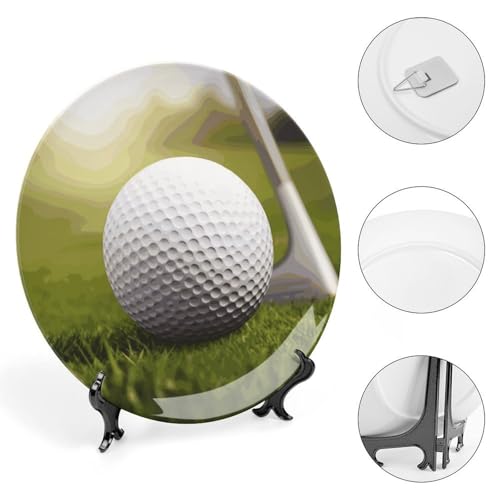 Plato decorativo de cerámica Golf Ball 7 pulgadas miniatura 4