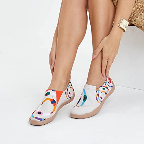 Image of UIN Women's Artistic Slip-On Shoes Vibrant Floral Casual Loafers Lightweight Comfortable Travel Footwear