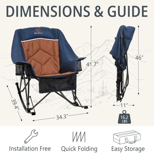 Silla mecedora de camping plegable para adultos RED CREAT modelo RC-ROCK con capacidad 400 lbs color Navy miniatura 3