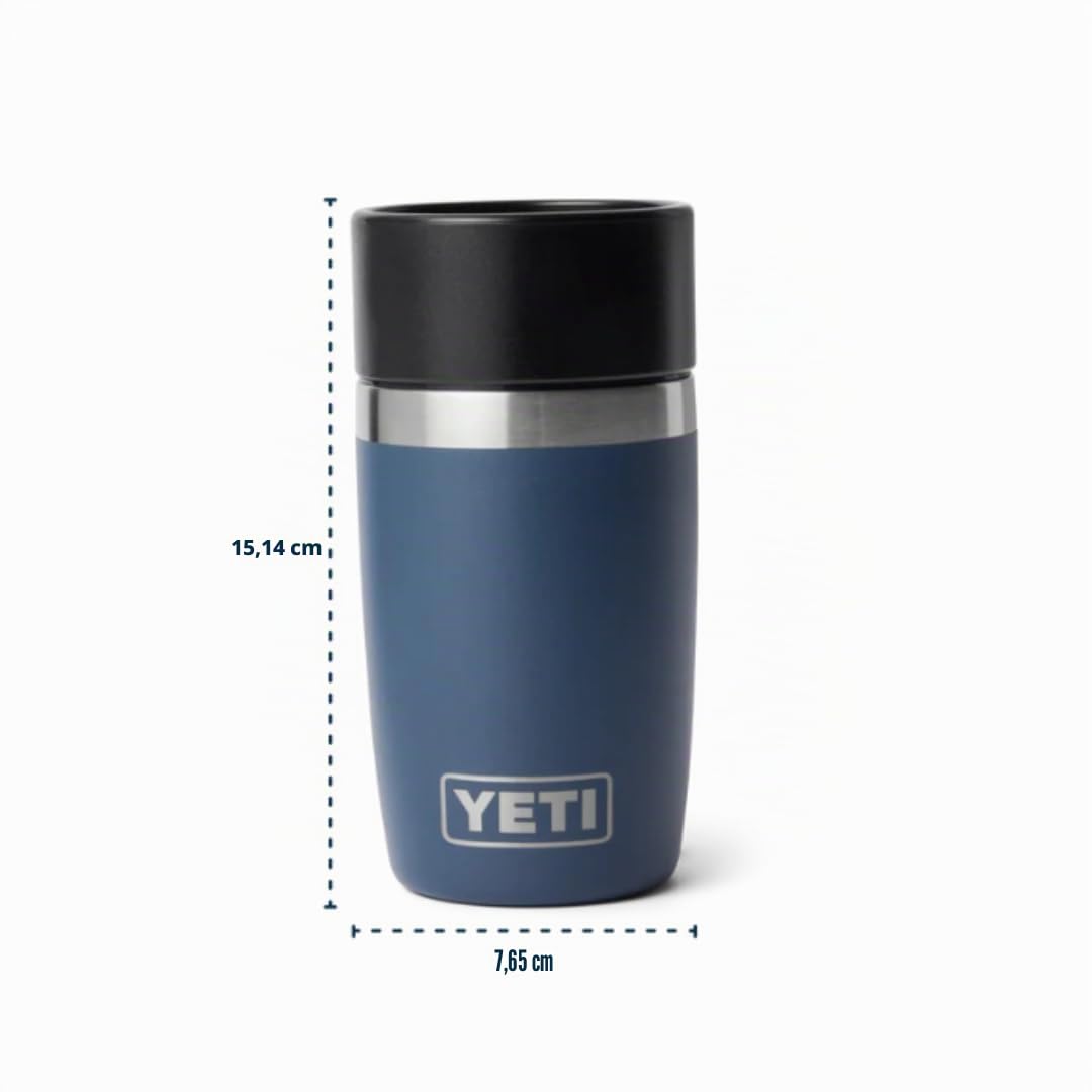 YETI Rambler Bottiglia da Viaggio, Bottiglia per Caffè Isolata Vacuum in Acciaio Inossidabile con Cap Commuter Leakproof Hotshot, nero, 237 ml