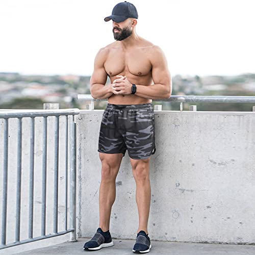 Surenow Short masculino de corrida para academia, 7,6 cm, respirável, leve, atlético, para treino, t