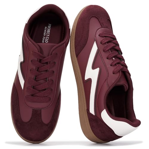 Project Cloud Fashion Sneakers for Women 2026 - Lace-Up Shoes Trendy Women Sneakers with Memory Foam Insole Womens Fashion Sneakers Non-Slip Womens Shoes (Irita Irita-Burg 7.5M) Burgundy