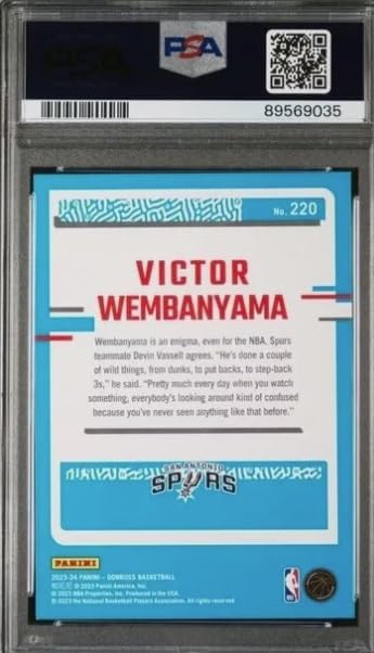 2023-24 Panini Donruss Rated Rookie Victor Wembanyama Graded PSA 10 GEM MINT Card #220