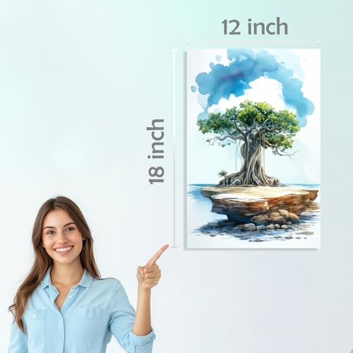 Image of SiddArtify Tropical Watercolor Botanical Tree - Plumeria Print Set - Sticker - 12x18 Inch - Pack of 6 Wall Room Decoration art Poster Prints
