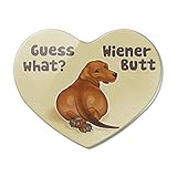 Guess What Wiener Dog Butt Dachshund Funny Heart Acrylic Fridge Refrigerator Magnet