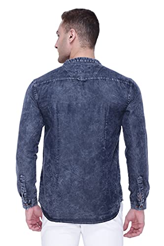 Image of Kuons Avenue Men's Tailored Fit Denim Kurta | Full Sleeves | Mandarin Collar - Stylish Everyday