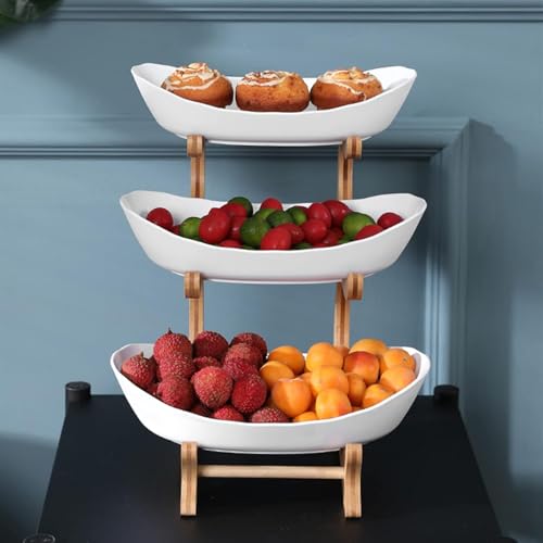 Image of Fruit Stand 3 Tier Fruite Bowl with Plastic Stand, Snack Candy Plata Fruit Basket Vegetable Sweets Shelves Fruit Basket Storage, Snack Candy Plata Fruit Plata Living Room Decoration