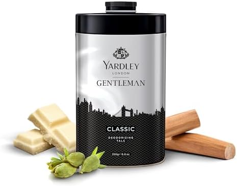 Yardley London Gentleman Classic Deodorizing Talc Spray for Men with Calcium, Carbonate, Magnisum, Carbonate, Fragrance, Dipropylene Glycol, Calcium, Silicate, Triclosan, Pack of 1, 250g