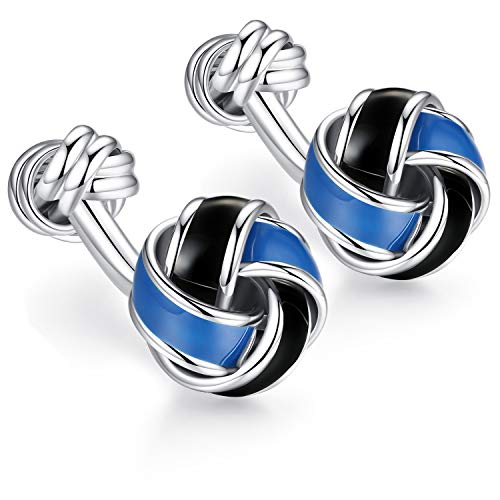 HONEY BEAR Mancuernillas Twist Knot acero azul y negro miniatura 3