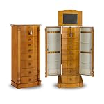 Hives and Honey Elizabeth Jewelry Armoire – Locking Top with Mirror, Cord Access, 8 Drawer Organizer, Side Necklace Hooks, Anti-Tarnish Lining, 40 Inch Tall