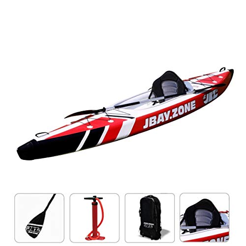 JBAY.Zone Kayak Canoa Hinchable 1 Plaza V-Shape Mono 385x81cm enteramente en Drop-Stitch de Alta presión