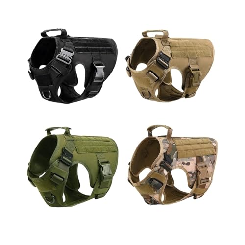 ハンドル付きデューティドッグハーネス、大型犬用調節可能ベスト、屋外用トレーニングサービスベスト(Camouflage,L)