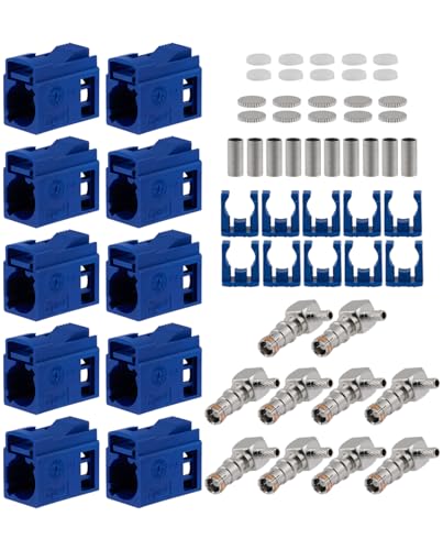 Vecys 10PCS Fakra C Female Crimp Connectors Fakra C Female Right Angle Blue Connector Coding Crimp for RG316 RG174 LMR100 Cable - Image 2