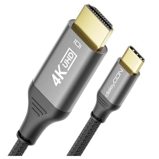 deleyCON 2m Cavo USB-C a HDMI 4K per Monitor/TV/Proiettore Adattatore (4K@60Hz) Alluminio, Thunderbolt 3/4, iPhone 17,16,15 Pro Max Air, MacBook, iPad Pro/Air, Galaxy S25 S24, Notebook, Tablet