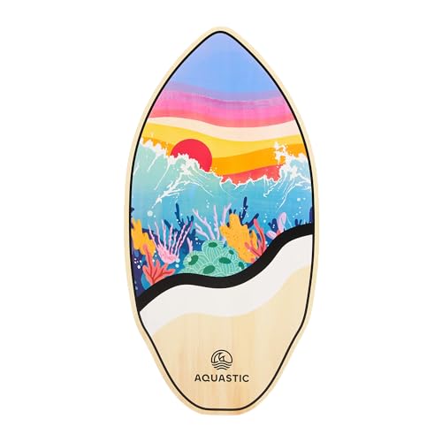 AQUASTIC Lagoon 39 Skimboard aus Pappelsperrholz 99 x 49 cm bis 100 kg buntes Board für Anfänger und Fortgeschrittene