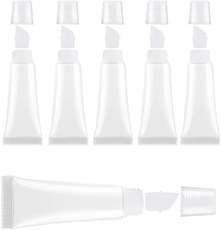 BlingKingdom 6pcs Lip Gloss Tubes 8ml Clear Soft Empty Lip Balm Containers Refillable Mini Cosmetic Tubes for Comestic Makeup and Travel Toiletries, Clear