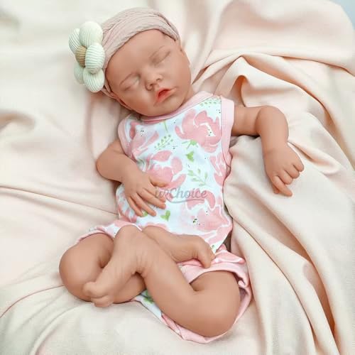 44 cm große, realistische Silikon-Babypuppe, Mädchen, offener Mund, süßes Gesicht, handbemalte Reborn-Puppe, lebensechtes Neugeborenes für Senioren und Kinder – Bild 7