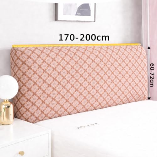 Image of HOMETHREADS 200 GSM Stretchable Jacquard Headboard Cover | Soft, Dust-Proof & Wrinkle-Resistant Bed Back Protector | Fits Leather, Wooden & Fabric Bedsides | for 6ft to 6.5ft Beds | (Brown, 178x65Cm)