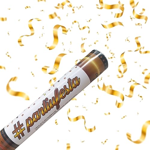 Lança Confetes Laminados Eco Dourado Partiu Festa 30cm