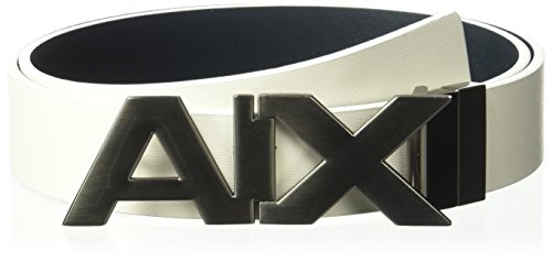 AX Armani Exchange mens Hinge Belt, White/Navy/White/Navy, 34 US