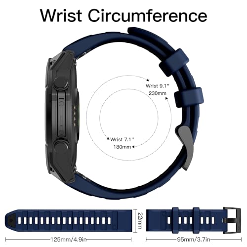 Image of OVERSTEP Compatible with Fenix 8 47mm Watch Bands, 22mm Soft Siliocne Strap for Garmin Fenix 5 /Fenix 5 Plus /Fenix 6 /Fenix 6 Pro /Fenix 7 Smartwatch