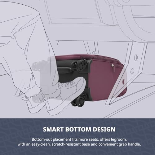Image of Verage Underseat Carry On Luggage with Spinner Wheels, Grape red, 14.5-Inch Plus Underseat Pro, Underseat Carry on Luggage with Spinner Wheels