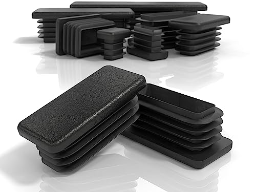 PD Tappi lamellari 60 x 40 mm, per tubi quadrati (dimensioni esterne), tappi terminali rettangolari in plastica PE, tappi per tubi in metallo e profilo in alluminio, 10 pezzi