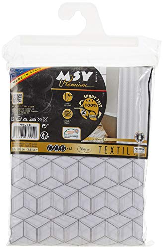 MSV Shower curtain Premium 180x200cm Mozaik argent, W 7.9" x L 11.8" (1 Panels) - Image 2