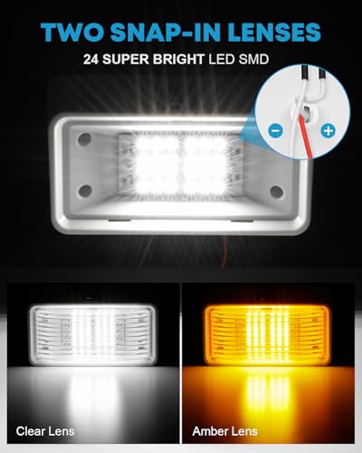 Image of Kohree LED RV Exterior Porch Utility 320 Lumen Light with Switch 12V Replacment Light for RVs, Trailers, Campers, 5th Wheels., White Base, Included Clear and Amber Lenses Removable