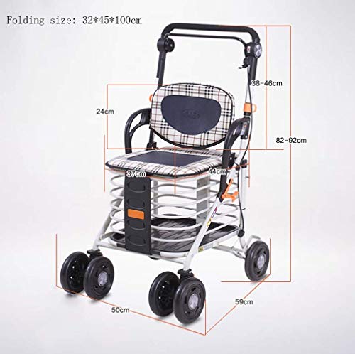 HYY-YY Zusammenklappbarer Einkaufstrolley mit 4 Rädern, höhenverstellbar, leicht, zum Herausziehen von Gegenständen – Bild 3