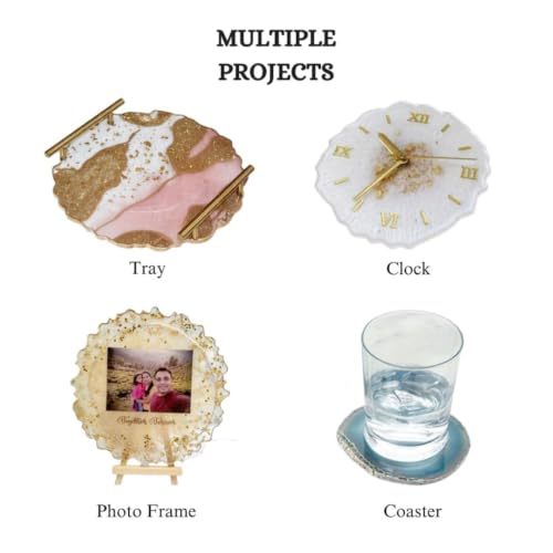 Image of ICRAFTYWORLD DIY Resin Kit Epoxy Resin Art Set Resin Agate Coaster Kit for Beginners with Pigment, Glitter, Wooden Easel & More 32 Items