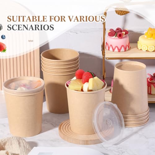 Image of Sabary 50 Pack 32oz Paper Soup Containers with Lids, Disposable to Go Soup Bowls, Ice Cream Cups, Take out Food Storage Containers, Microwavable and Freezer Safe for Ice Cream, Noodles, Snack, Yogurt