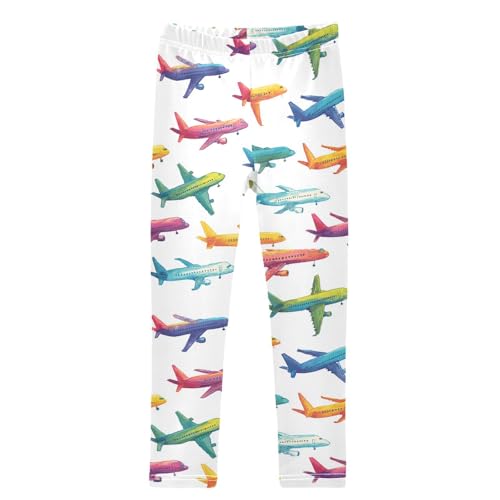 Boccsty Green Pink Yellow Airplanes Girls Leggings Kids Yoga Pants Dance Active Tights 4T