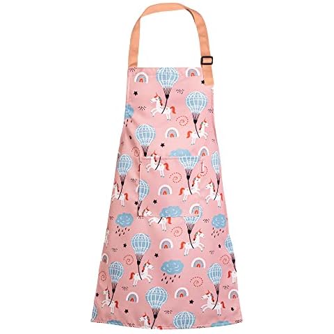 Zihuatailer Pink Unicorn Kids Apron Cover