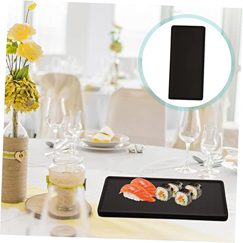 Bandeja japonesa rectangular de cerámica negra miniatura 2
