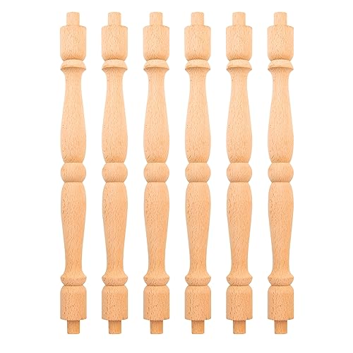 TCHOSUZ - Paquete de 6 husillos de balaustre de madera sin terminar de 13 pulgadas, decoración europea sin pintar, pasamanos para bricolaje, escaleras, muebles, carpintería, manualidades, mejoras del