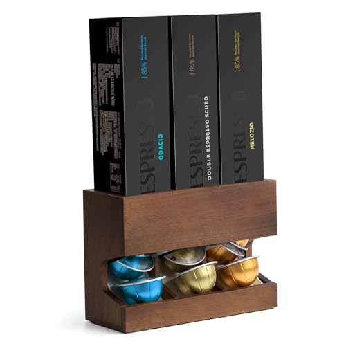 Comparison: Best Vertuo Capsule Dispenser 10 LKEUYUI Walnut Wood Pod Dispenser Designed for Nespresso Vertuo Capsules, Freestanding Countertop Pods Rack, Coffee Pods Holder for Home or Office Kitchen Counter, Dispenses 3 Coffee Flavors