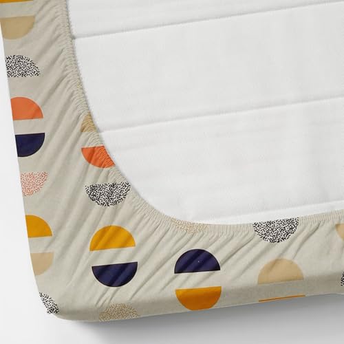 Image of NEW LEAF Cotton Fitted King Bedsheets with 2 Pillow Covers | Elastic Fitted | Wrinklefree | Ultrasoft |Winter Bedsheet 200 to 220 tc Floral | 78x72+8 Inches, Half Cricle Beige Black