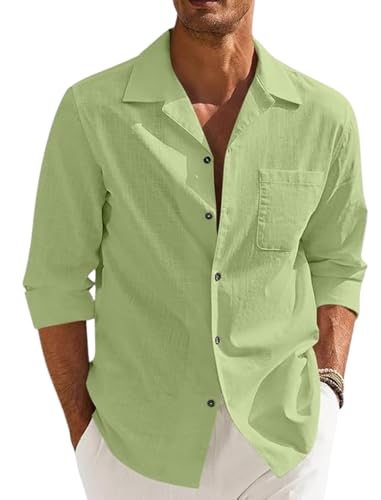 Image of Combo of Men's Casual Cotton Blend Shirt || Long Sleeve Button Down with Spread Collar | Lightweight Breathable Fabric | Stylish Solid Shirt for Beach, Office & Everyday Wear Pack of 2