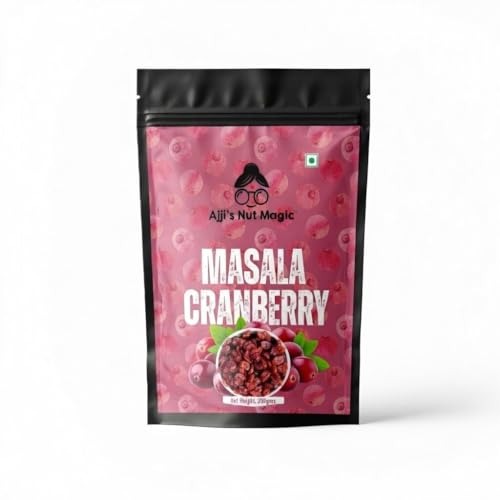 Image of Ajji's Nut Magic Chatpata Masala Cranberry - Premium Dried Cranberries with Indian Spices, Tangy & Sweet Snack, 400g Pack, Sugar-Free Option