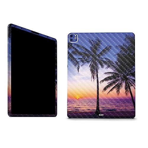 Image of MightySkins Carbon Fiber Skin Compatible with Apple iPad Pro 12.9 inch M2 6th Gen (2022) Full Wrap Kit - Palm Sunrise | Protective, Durable Textured Carbon Fiber Finish | Easy to Apply | Made in The USA