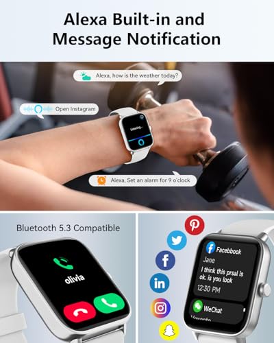 Image of Quican Smart Watch for Women Men, Compatible for iPhone and Android Phones | 1.8 inch Fitness Tracker Watches, Alexa Built-in, Waterproof /Bluetooth Calling, Heart Rate /Sleep Monitor, Perfect Smart Gift