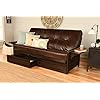 Phoenix full size futon in espresso finish with storage drawers oregon trail java  urban country home decor