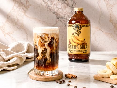 Image of Portland Syrups Banana Bread Syrup, Coffee Syrup & Drink Mixer for Cold Brew, Espresso, Banana Bread Lattes, Cocktails, Mocktails & More, Cafe-Style Beverage Flavoring, 12 oz, 24 Servings (Pack of 1)