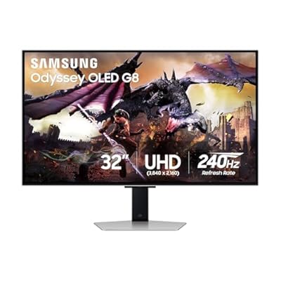 Samsung 32" Odyssey OLED G8 (G80SD) Series 4K UHD Smart Gaming Monitor w QD-OLED, 240Hz 0.03ms, G-Sync Compatible, Glare-Free Display, Sleek Metal Design, LS32DG800SNXZA, 3 Yr Warranty