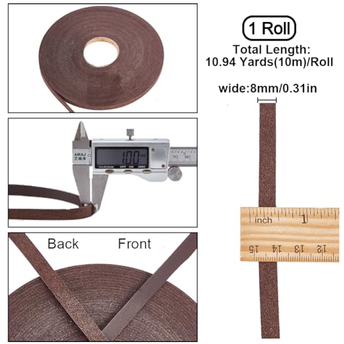 GORGECRAFT 10M Soft Leather Strap 8mm Wide Lychee Grained Imitation Leather Trimming Tape PU Strips Flat Cord String for DIY Crafts Belt Bracelet Jewelry Making Clothing - Image 2