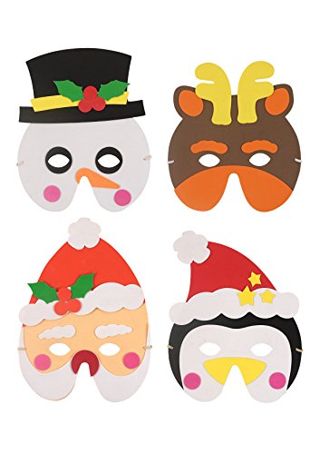 Henbrandt 24x Christmas Foam Masks EVA Foam Face Mask Novelty Toys Party Supplies Christmas Fancy Dress Costume Kids Party Favour Loot Bag Filler for Boys and Girls